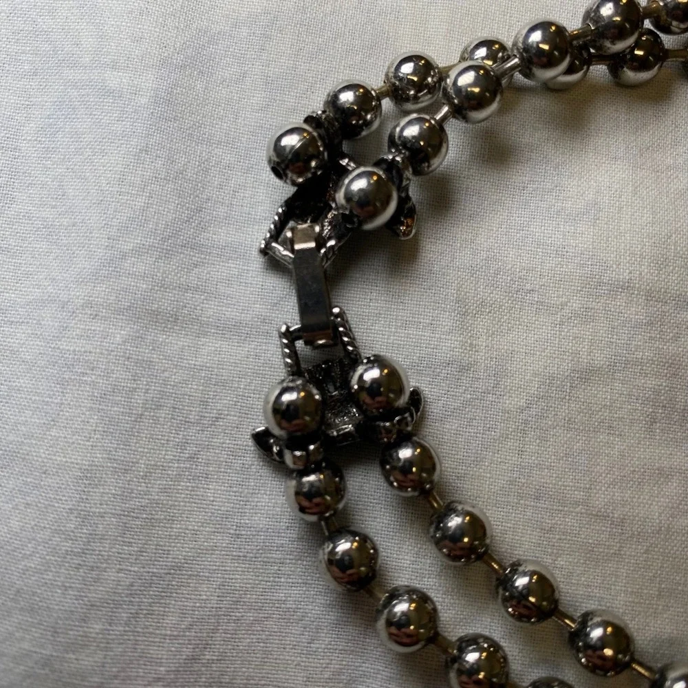 Vintage Southwestern Squash Blossom Style Necklace Turquoise Look Silver Tone‎